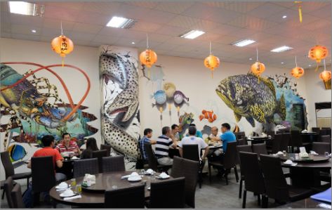 陆川海鲜餐厅墙体彩绘